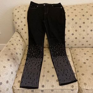 Black stretch jeans with metallic accents